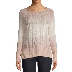 Chaps Pink and Oatmeal Striped Sweater